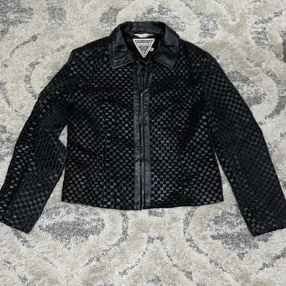 Exclusive Vintage Marvin RichardsGingam Design Pure Leather Jacket